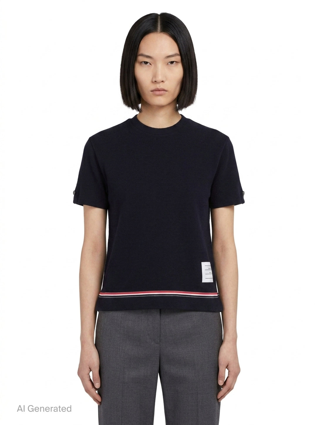 Short Sleeve Notch Tee | Thom Browne | Club21 - front