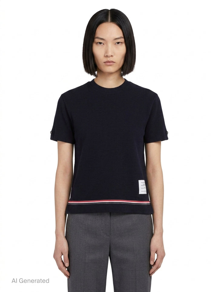 Short Sleeve Notch Tee | Thom Browne | Club21 - front