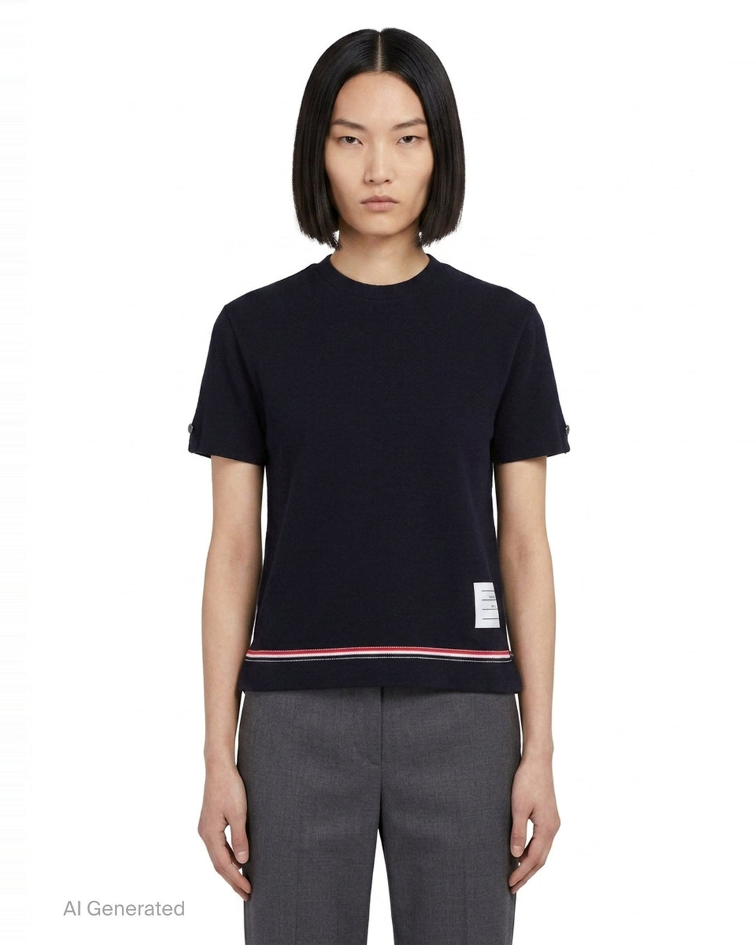 Short Sleeve Notch Tee | Thom Browne | Club21 - front