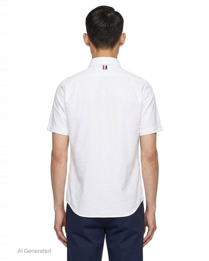 Short Sleeve Oxford Button Down Shirt | Thom Browne | Club21 - back