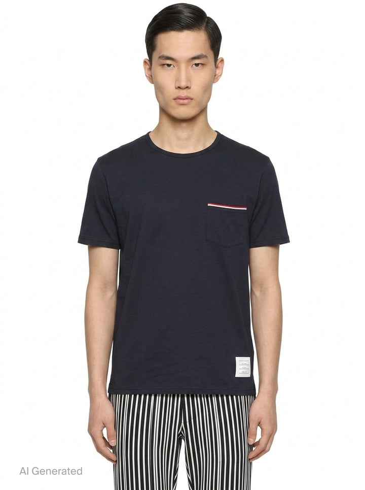 Short Sleeve Pocket Tee | Thom Browne | Club21 - front