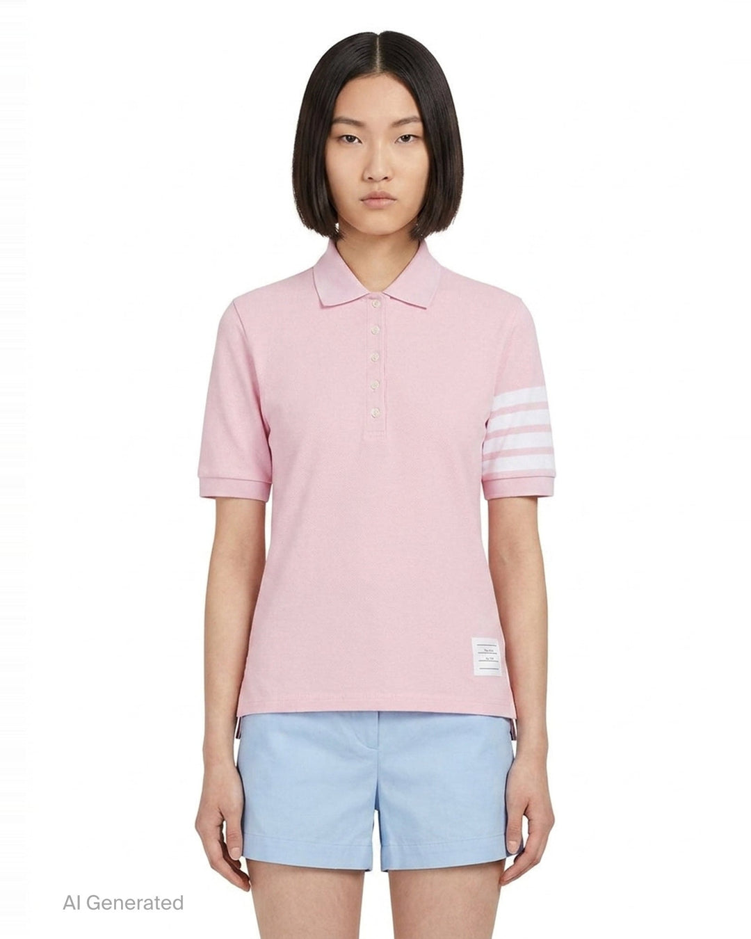 Short Sleeve Polo With 4-Bar Stripe | Thom Browne | Club21 - front