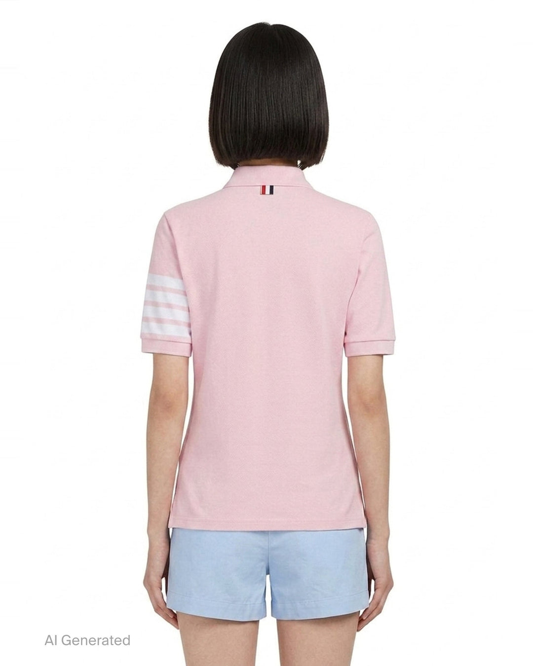 Short Sleeve Polo With 4-Bar Stripe | Thom Browne | Club21 - back