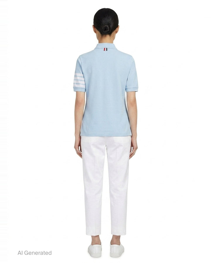 Short Sleeve Polo With 4-Bar Stripe | Thom Browne | Club21 - back