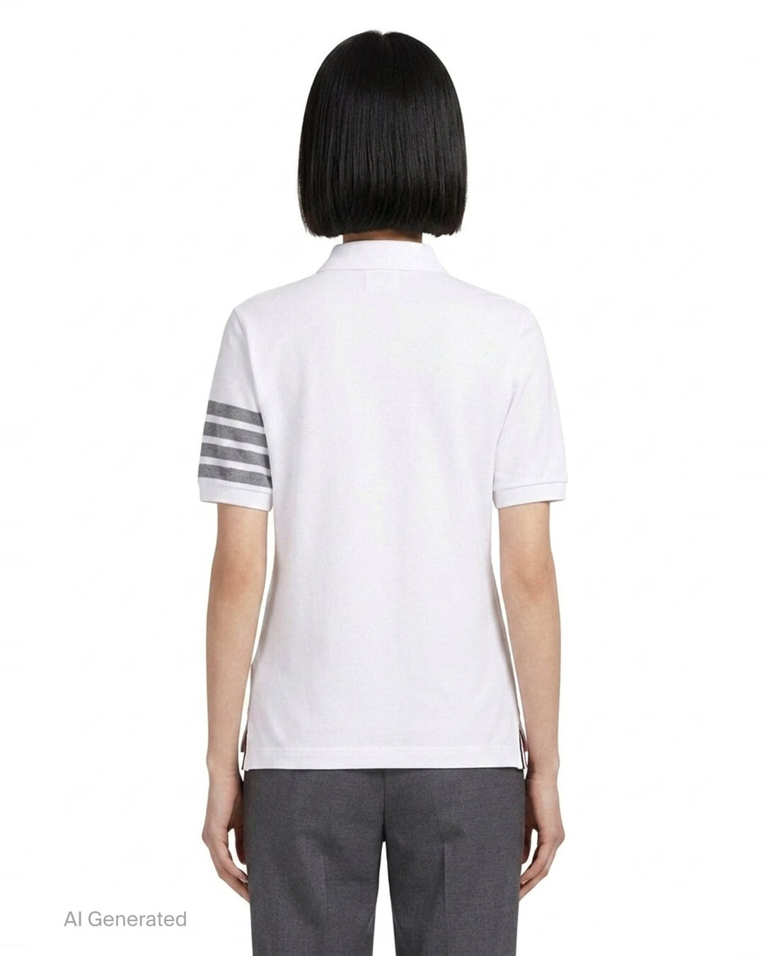 Short Sleeve Polo With 4-Bar Stripe | Thom Browne | Club21 - back