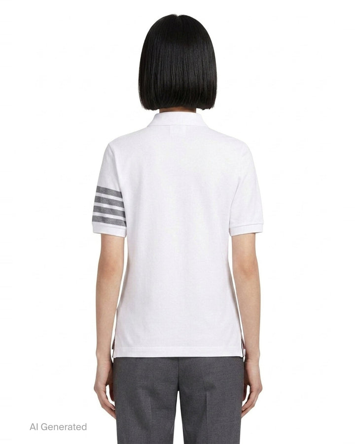 Short Sleeve Polo With 4-Bar Stripe | Thom Browne | Club21 - back