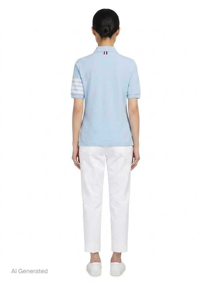 Short Sleeve Polo With 4-Bar Stripe | Thom Browne | Club21 - back
