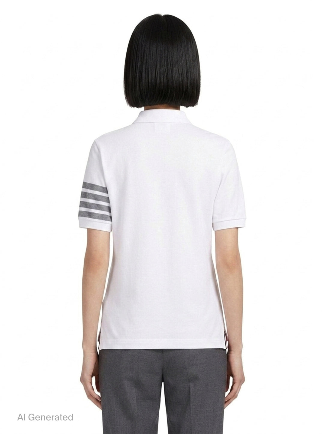 Short Sleeve Polo With 4-Bar Stripe | Thom Browne | Club21 - back