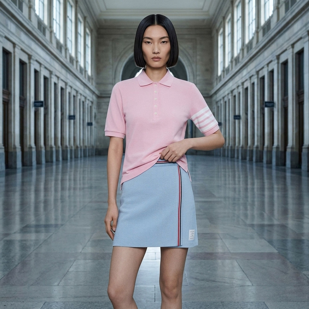 Short Sleeve Polo With 4-Bar Stripe | Thom Browne | Club21 - lifestyle