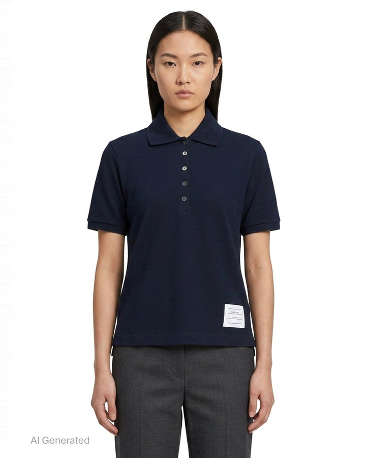 Short Sleeve Rib Cuff Polo | Thom Browne | Club21 - front