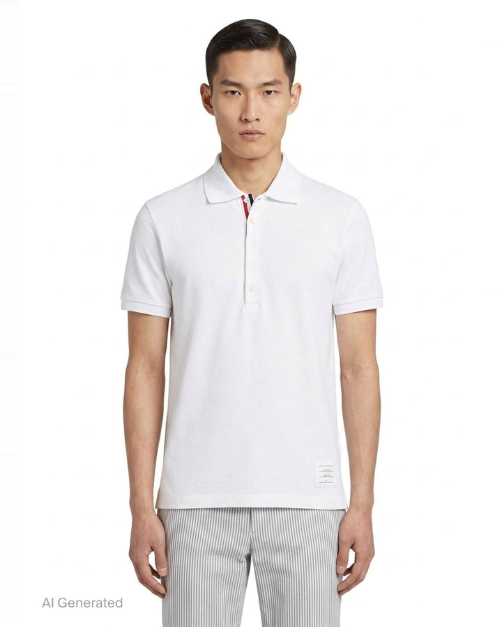 Short Sleeve Rib Cuff Polo | Thom Browne | Club21 - front