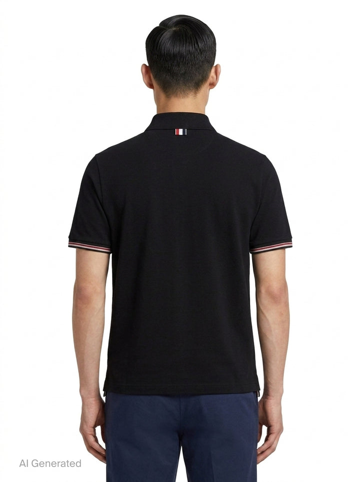 Short Sleeve Rib Cuff Polo | Thom Browne | Club21 - back