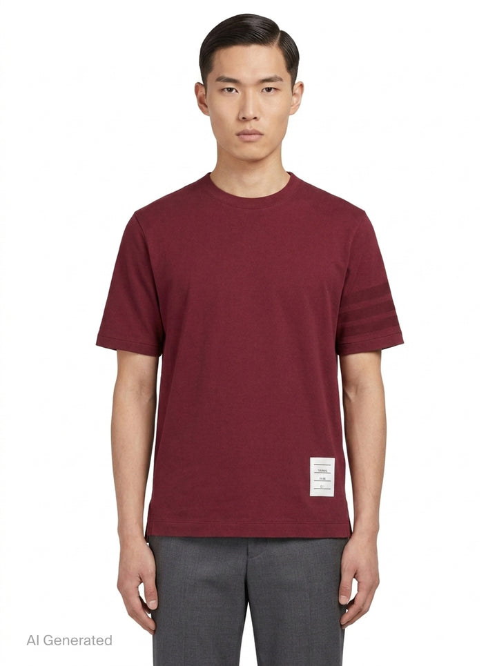 Short Sleeve Rib Cuff Tee | Thom Browne | Club21 - front