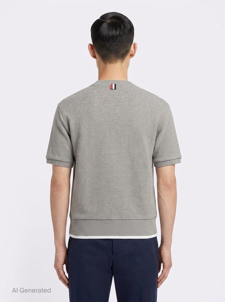 Short Sleeve Rib Cuff Tee | Thom Browne | Club21 - back
