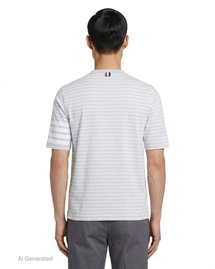 Short Sleeve Stripe Pocket Tee | Thom Browne | Club21 - back