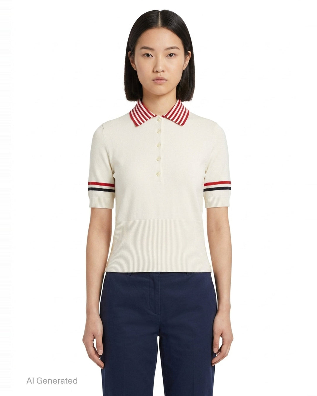Short Sleeve Striped Polo | Thom Browne | Club21 - front
