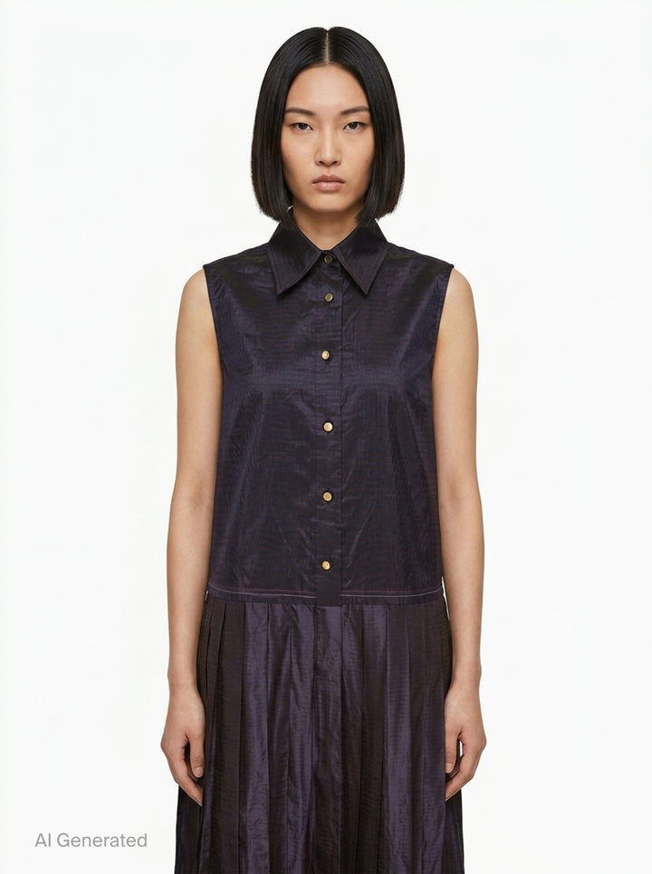 Sleeveless Pleated Bottom Shirtdress | Thom Browne | Club21 - front