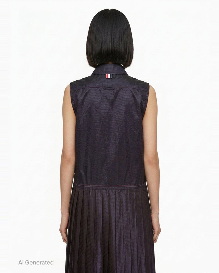 Sleeveless Pleated Bottom Shirtdress | Thom Browne | Club21 - back