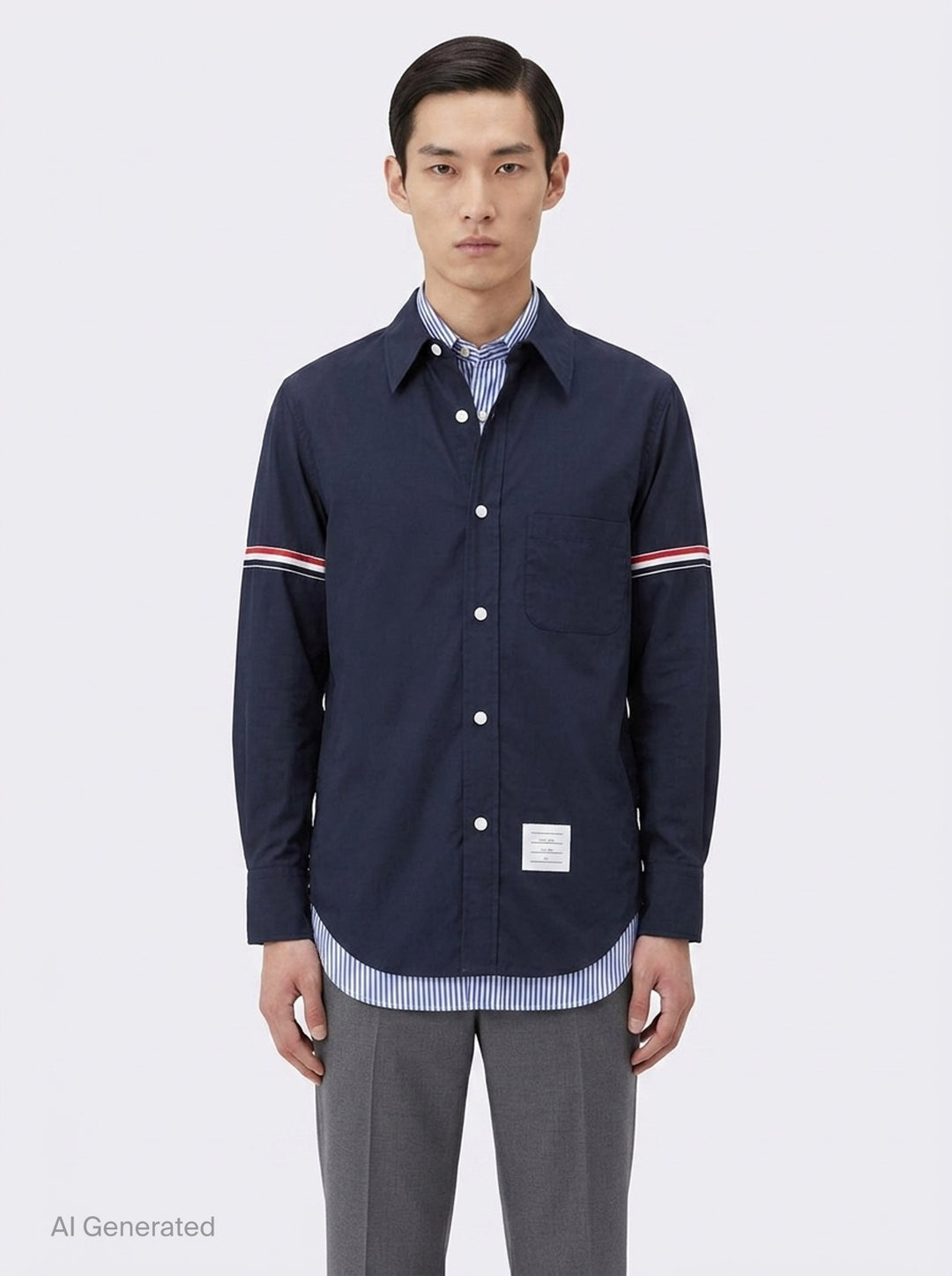 Snap Front Shirt Jacket | Thom Browne | Club21 - front