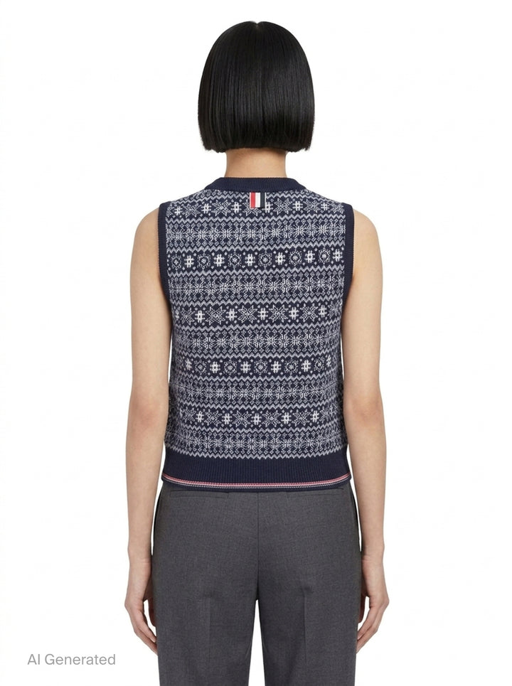 Snowflake Fair Isle Knit Vest | Thom Browne | Club21 - back