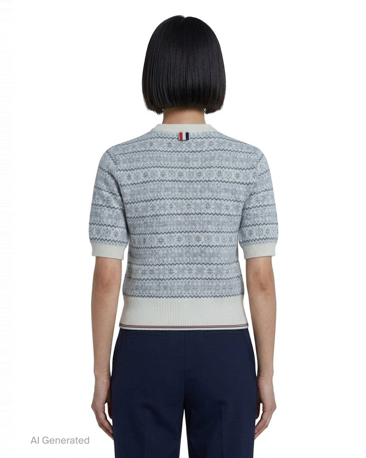 Snowflake Fair Isle Short Sleeve Knit Top | Thom Browne | Club21 - back