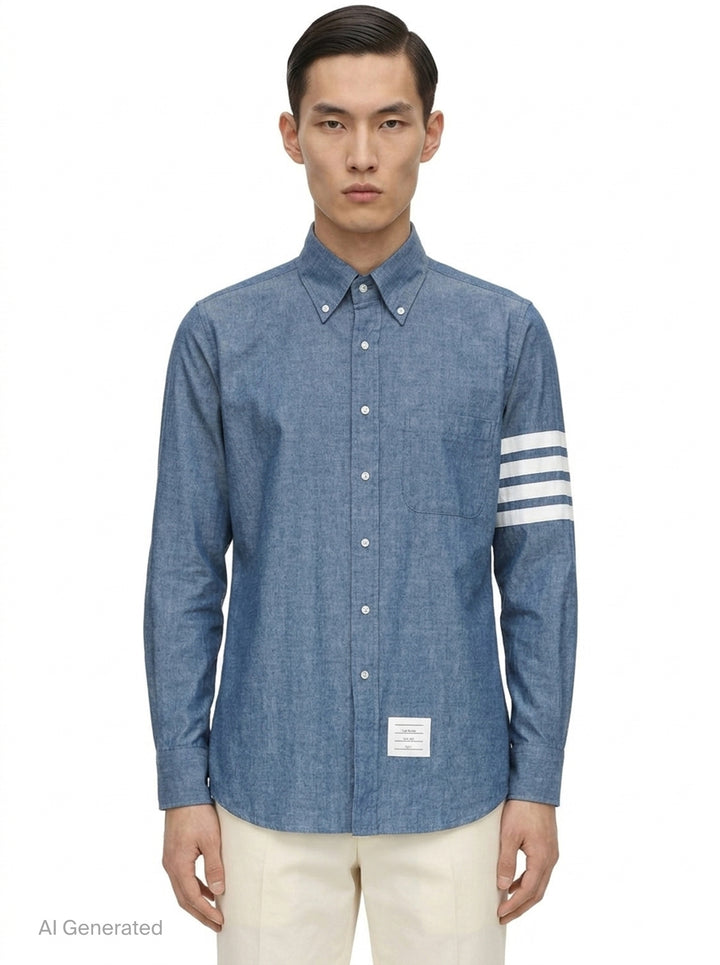 Straight Fit Button Down Shirt | Thom Browne | Club21 - front