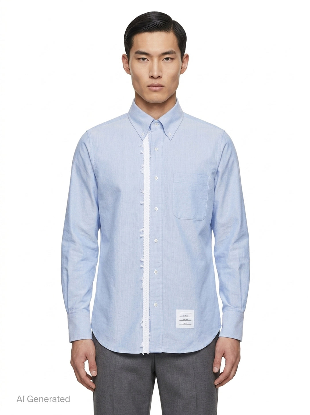 Straight Fit Long Sleeve Button-Down Shirt | Thom Browne | Club21 - front