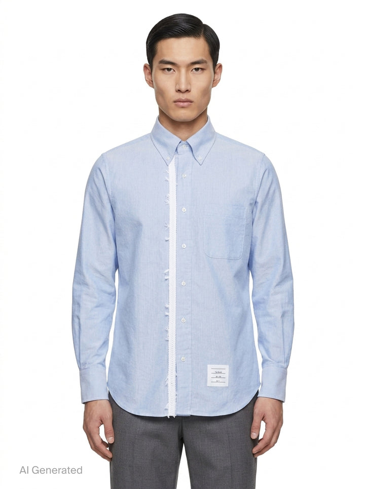 Straight Fit Long Sleeve Button-Down Shirt | Thom Browne | Club21 - front