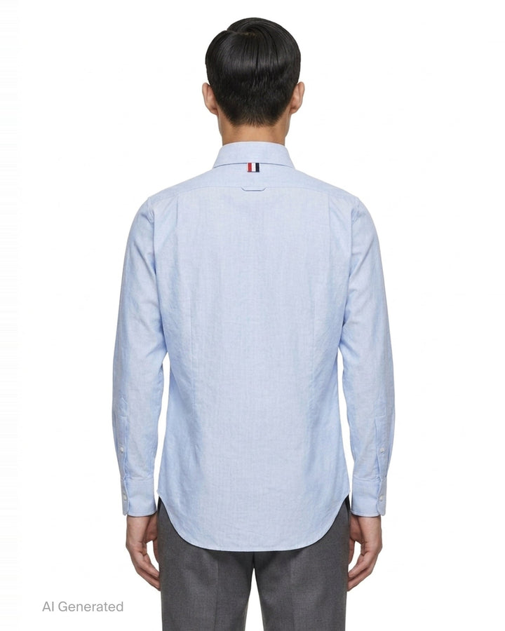 Straight Fit Long Sleeve Button-Down Shirt | Thom Browne | Club21 - back