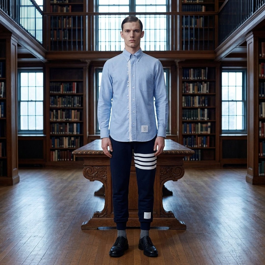 Straight Fit Long Sleeve Button-Down Shirt | Thom Browne | Club21 - lifestyle