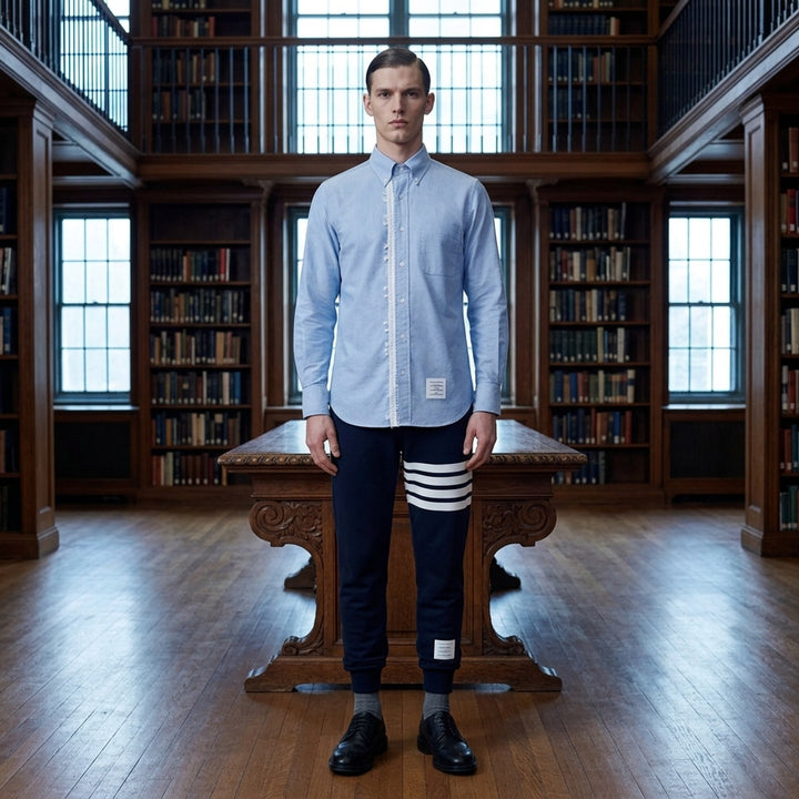 Straight Fit Long Sleeve Button-Down Shirt | Thom Browne | Club21 - lifestyle