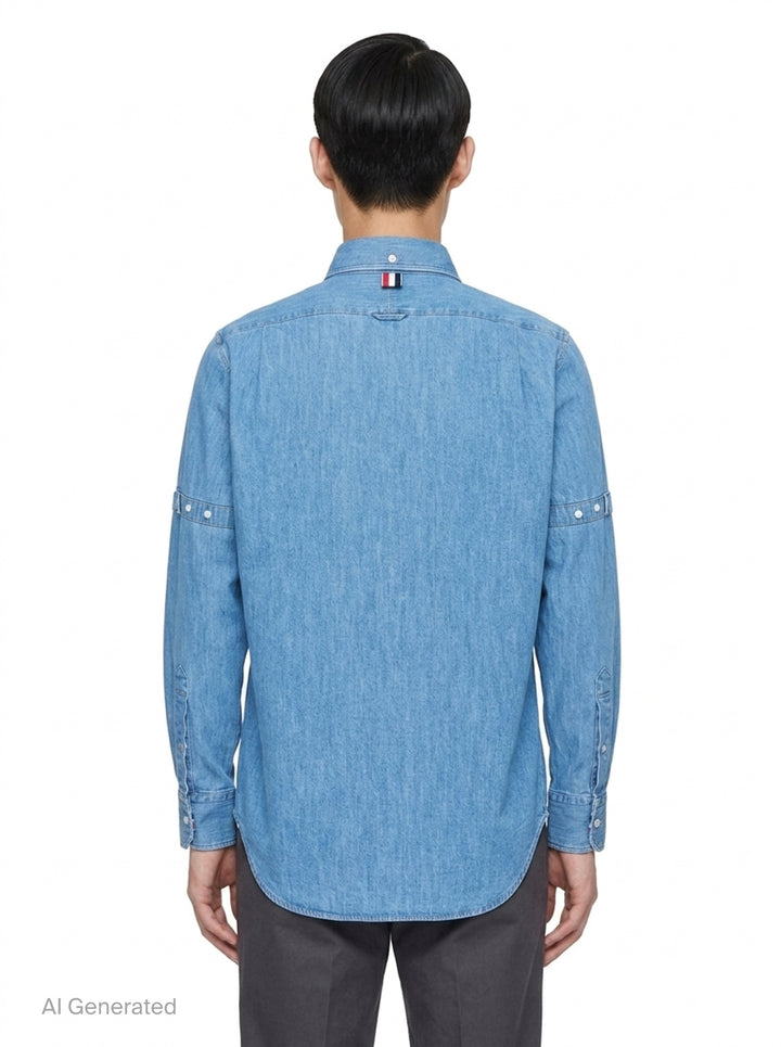 Straight Fit Long Sleeve Denim Shirt | Thom Browne | Club21 - back