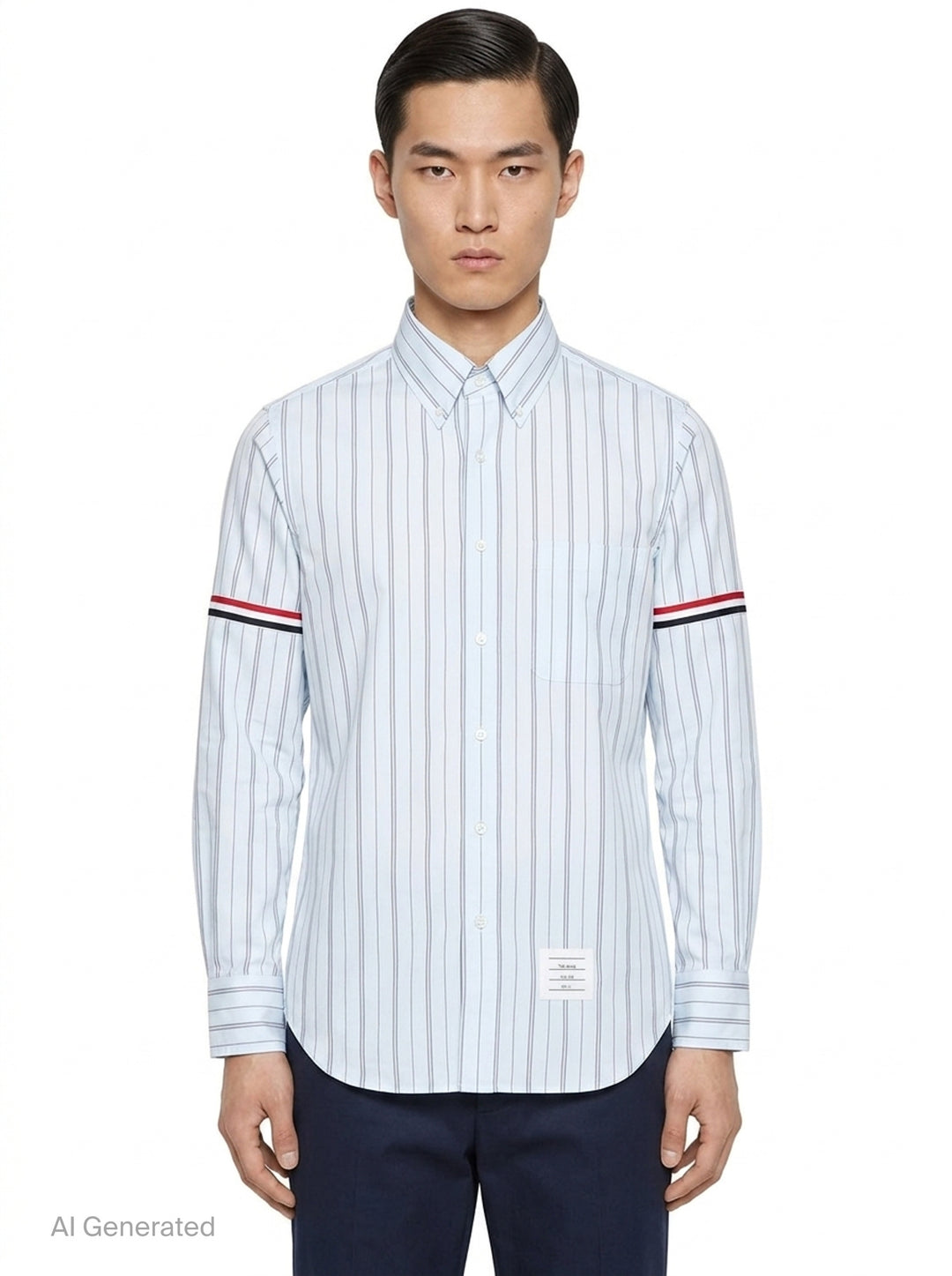 Straight Fit Long Sleeve Stripe Shirt | Thom Browne | Club21 - front