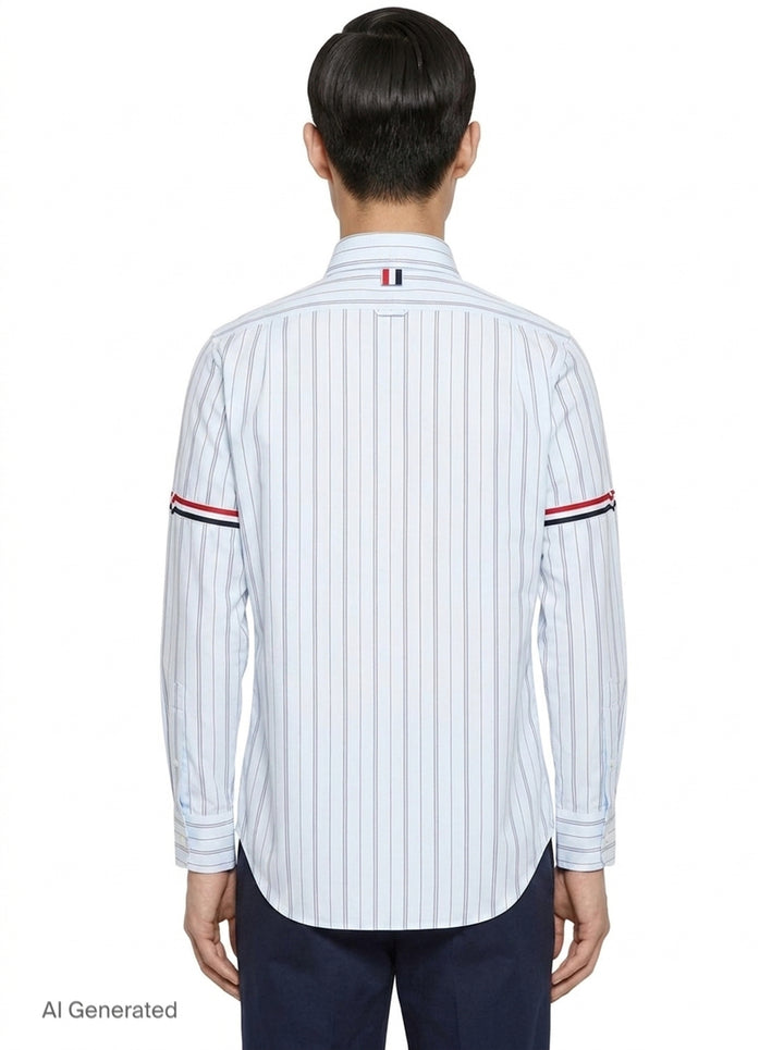 Straight Fit Long Sleeve Stripe Shirt | Thom Browne | Club21 - back