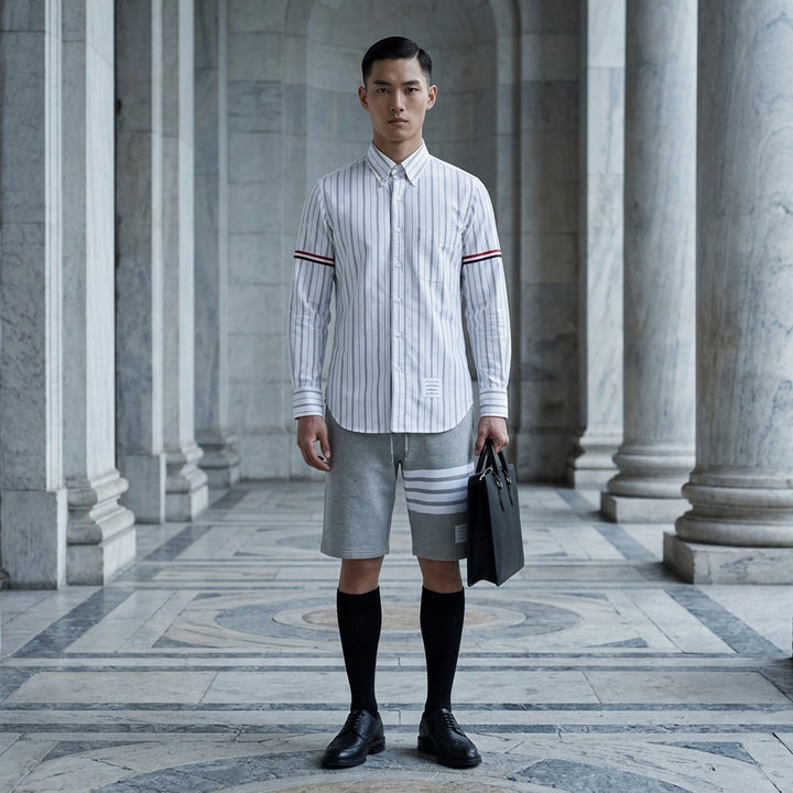 Straight Fit Long Sleeve Stripe Shirt | Thom Browne | Club21 - lifestyle