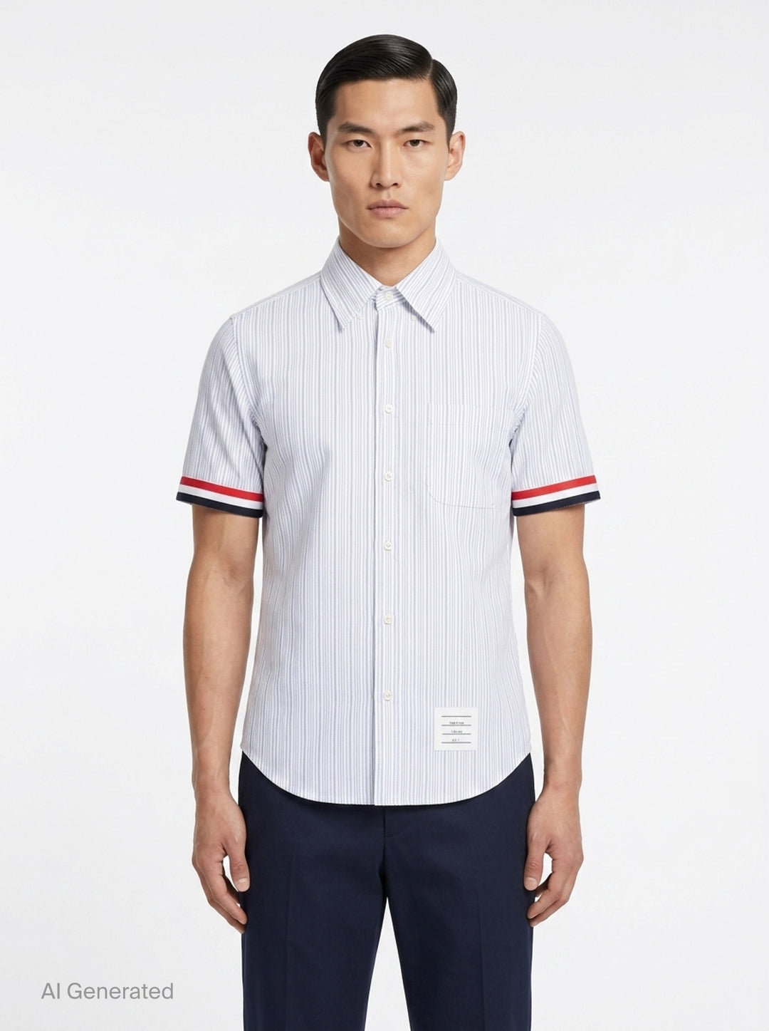 Straight Fit Short Sleeve Button Down Shirt | Thom Browne | Club21 - front