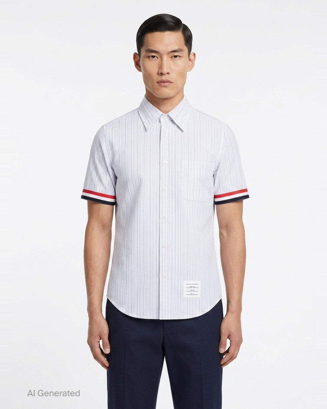Straight Fit Short Sleeve Button Down Shirt | Thom Browne | Club21 - front