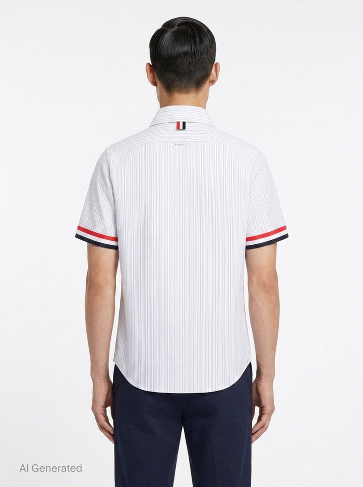 Straight Fit Short Sleeve Button Down Shirt | Thom Browne | Club21 - back