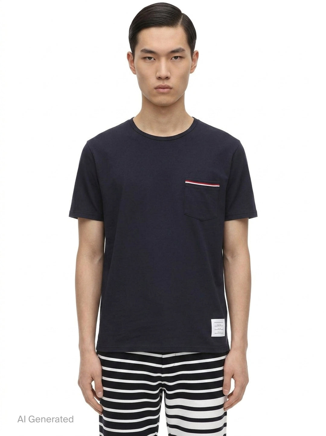 Stripe Detail Pocket Tee | Thom Browne | Club21 - front