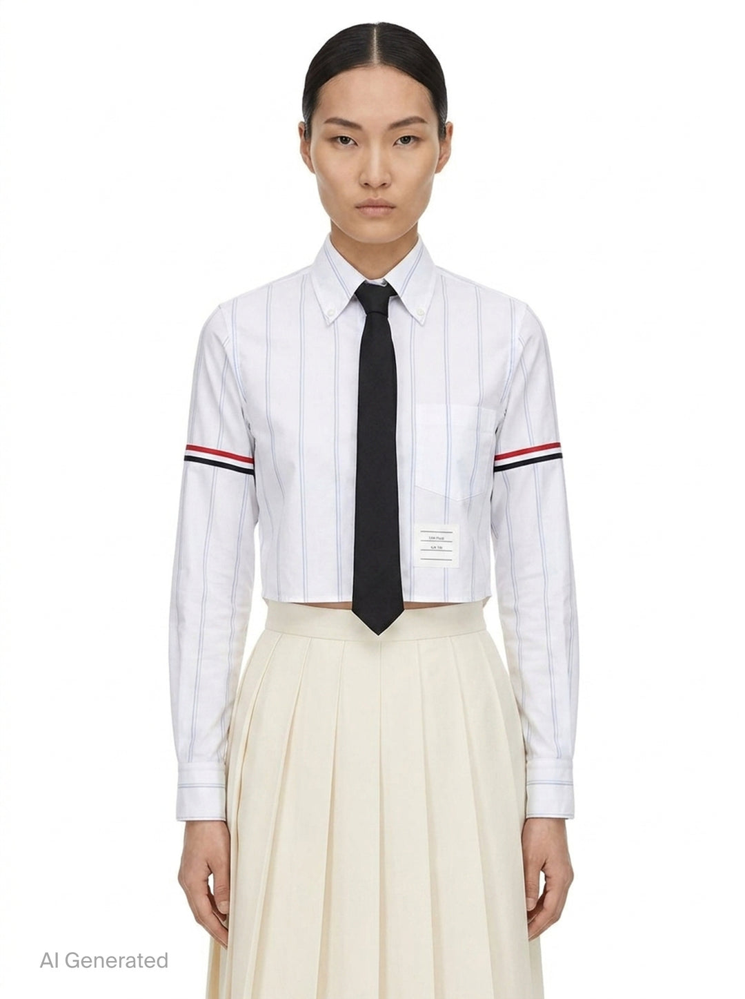Stripe Oxford Cropped Shirt | Thom Browne | Club21 - front