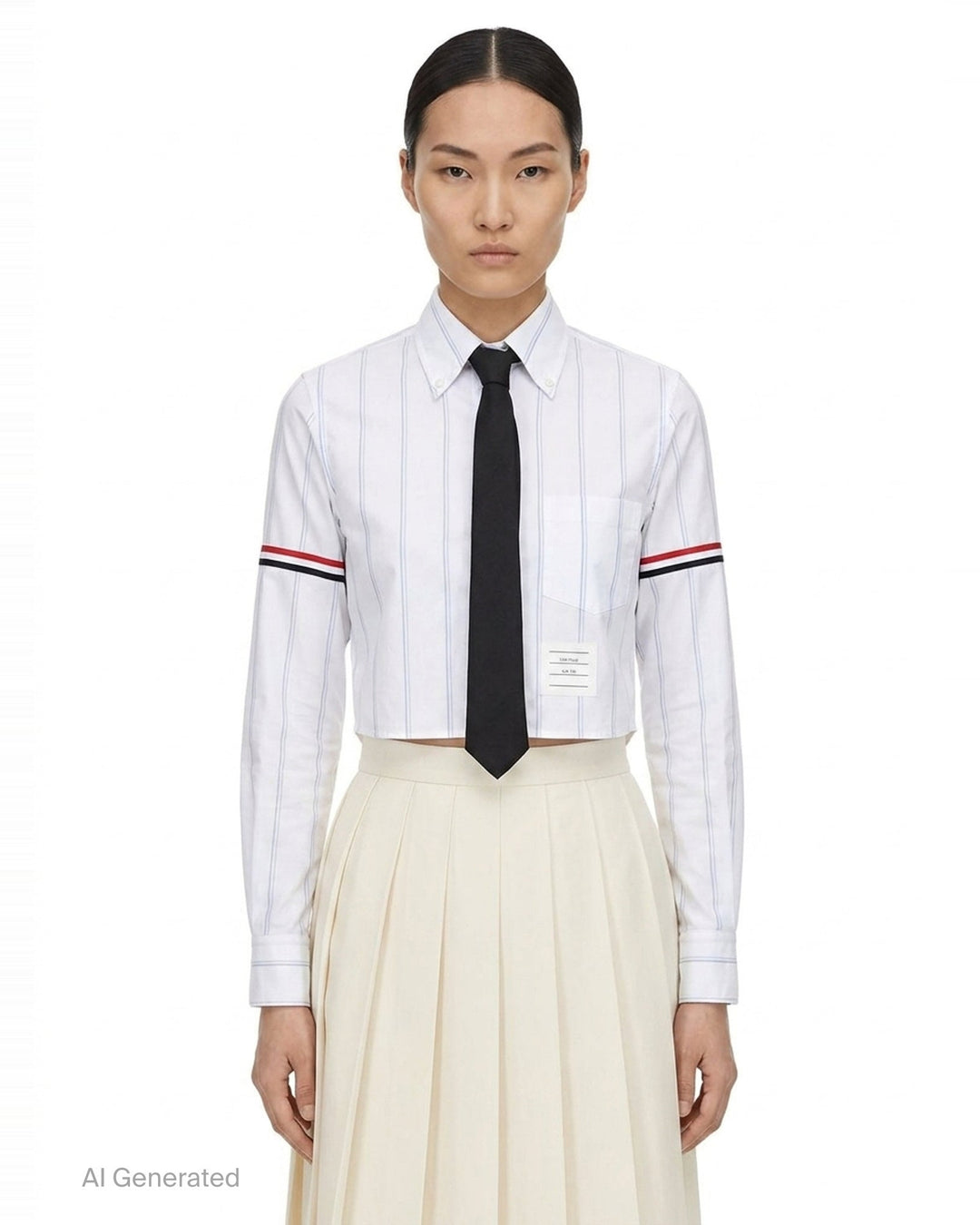 Stripe Oxford Cropped Shirt | Thom Browne | Club21 - front