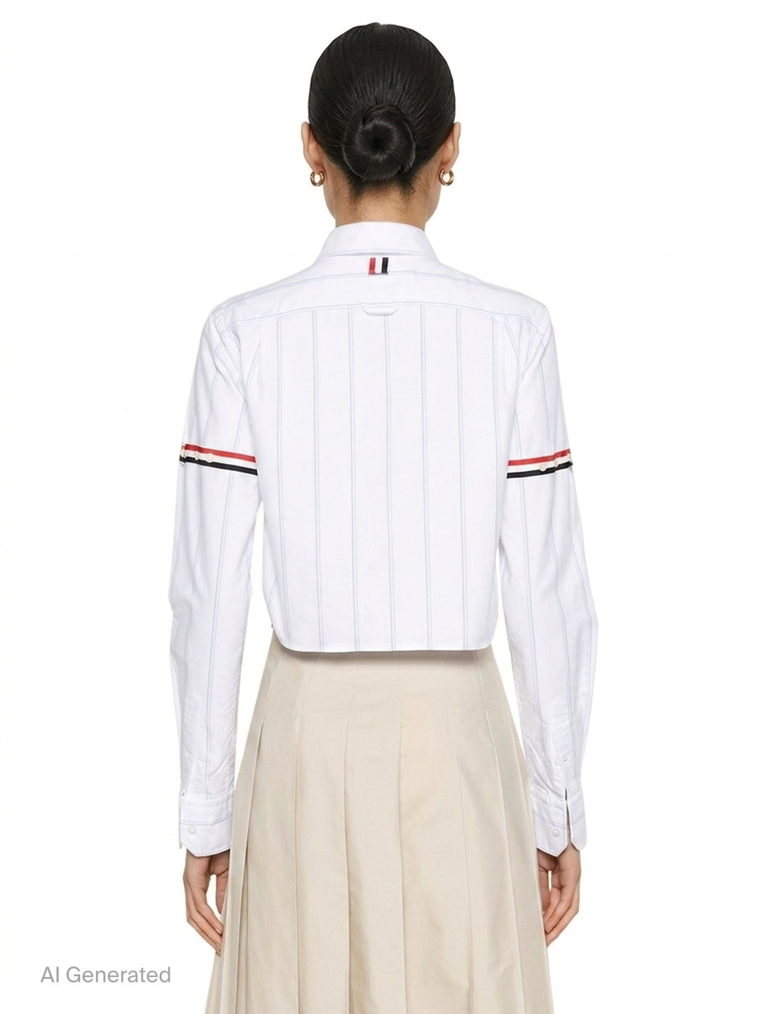 Stripe Oxford Cropped Shirt | Thom Browne | Club21 - back