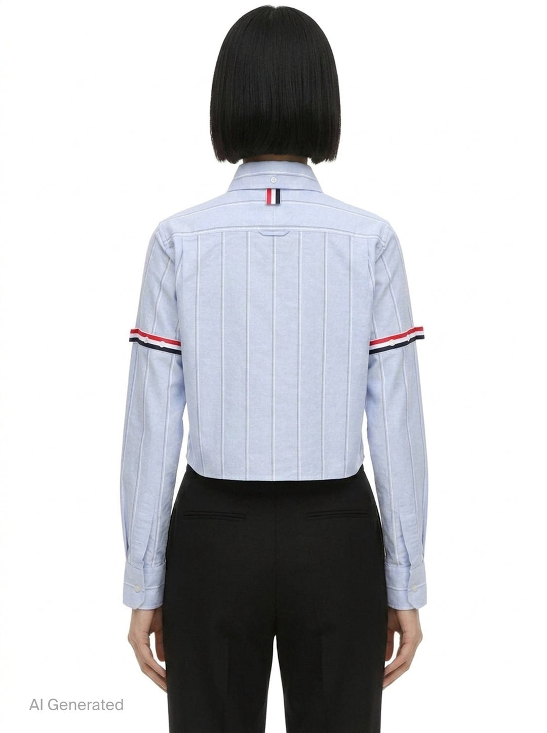 Stripe Oxford Cropped Shirt | Thom Browne | Club21 - back