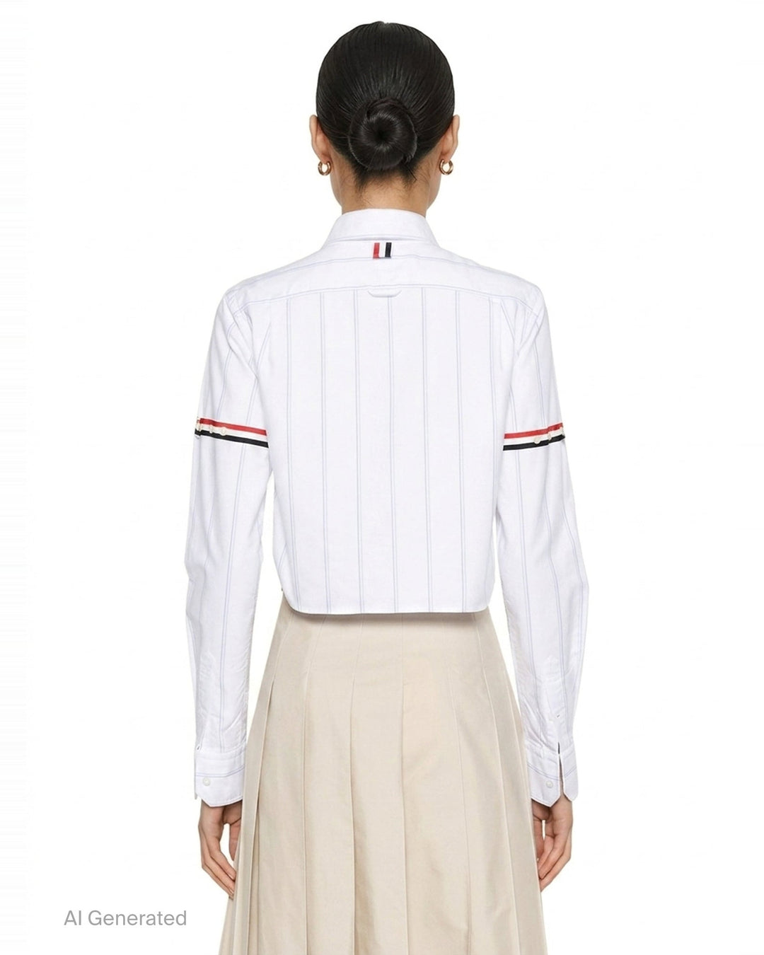 Stripe Oxford Cropped Shirt | Thom Browne | Club21 - back