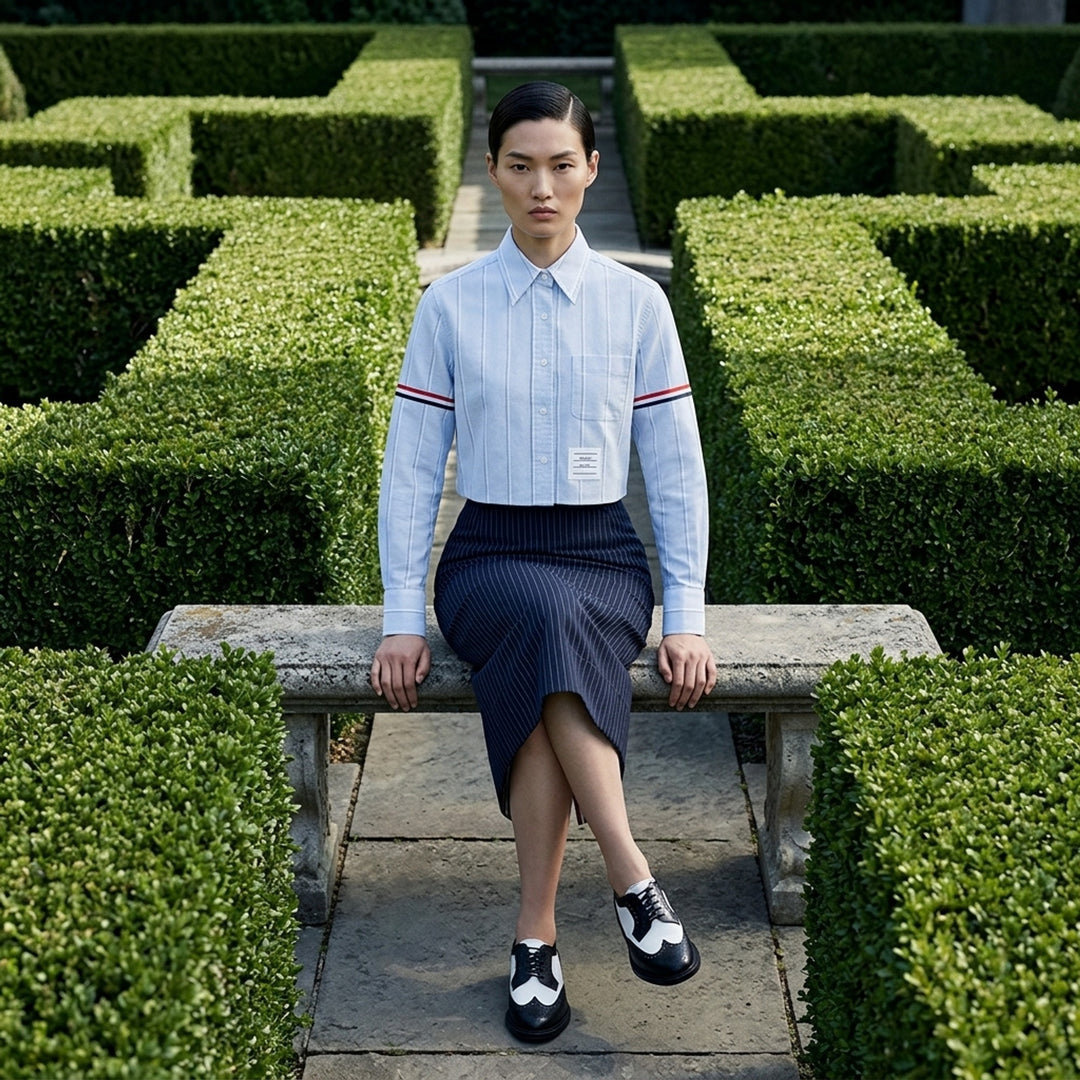 Stripe Oxford Cropped Shirt | Thom Browne | Club21 - lifestyle