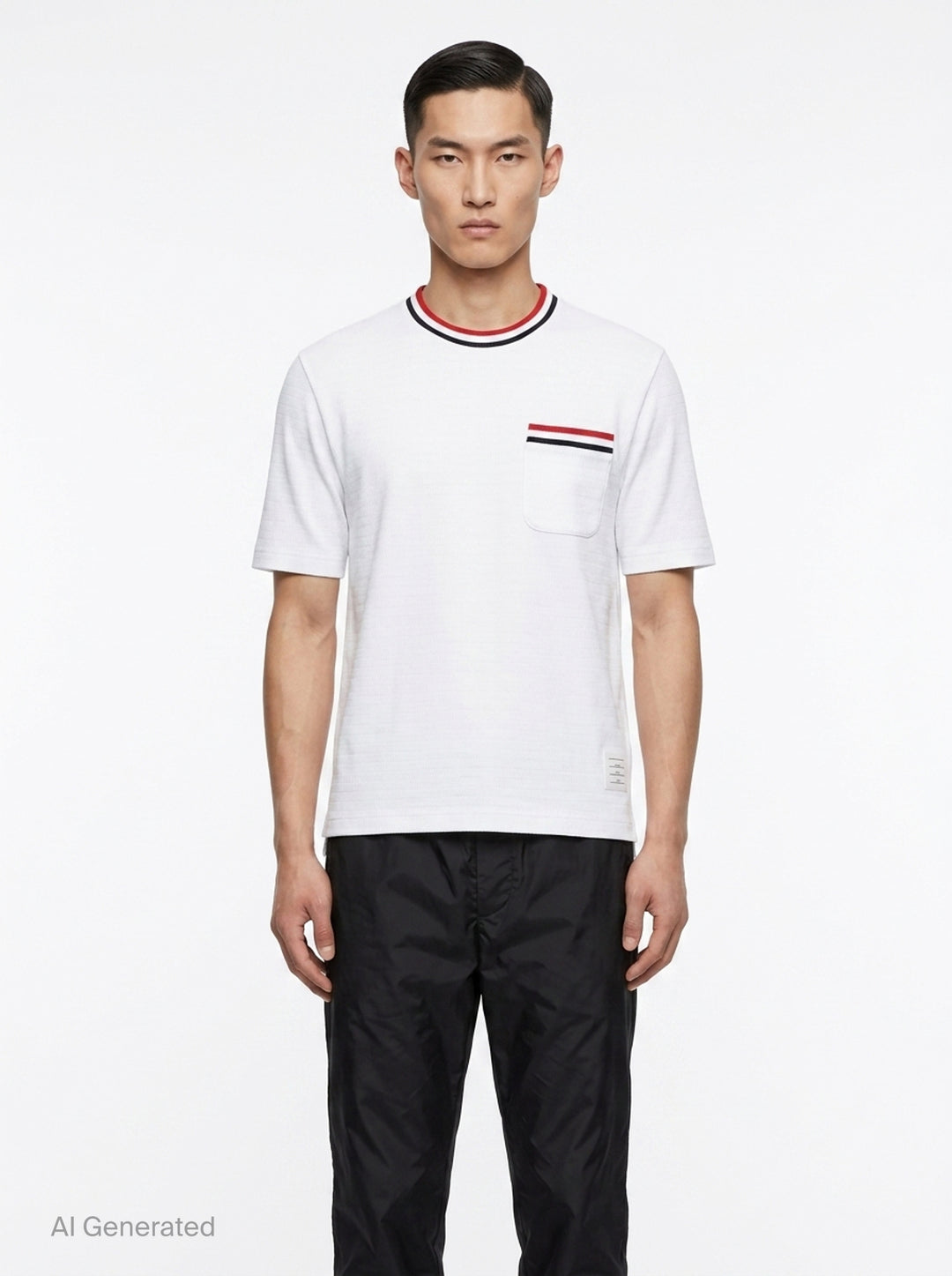 Stripe Racking Stitch Short Sleeve Tee | Thom Browne | Club21 - front