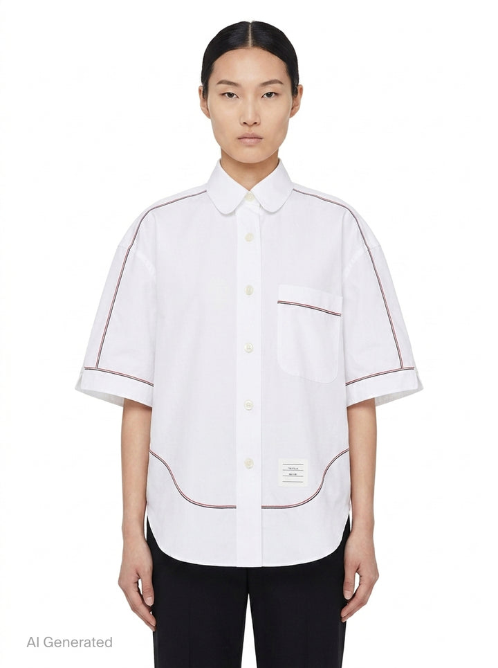Supersized Short Sleeve Round Shirt | Thom Browne | Club21 - front