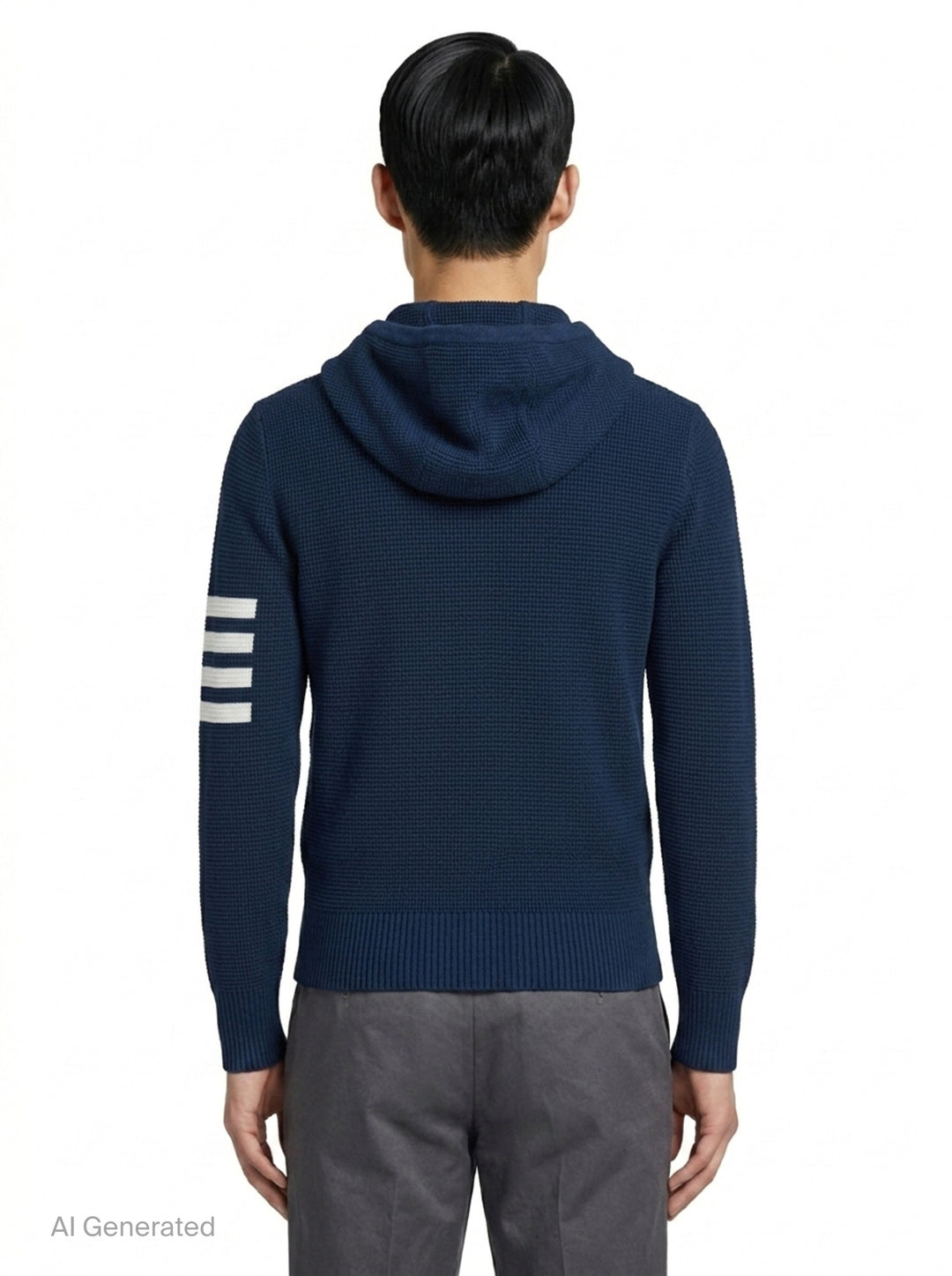 Textured Stitch Relaxed Fit Zip Hoodie | Thom Browne | Club21 - back