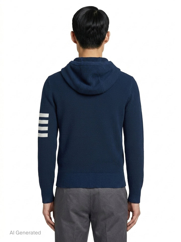 Textured Stitch Relaxed Fit Zip Hoodie | Thom Browne | Club21 - back