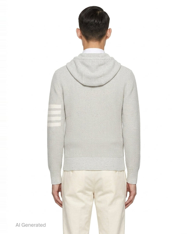 Textured Stitch Relaxed Fit Zip Hoodie | Thom Browne | Club21 - back
